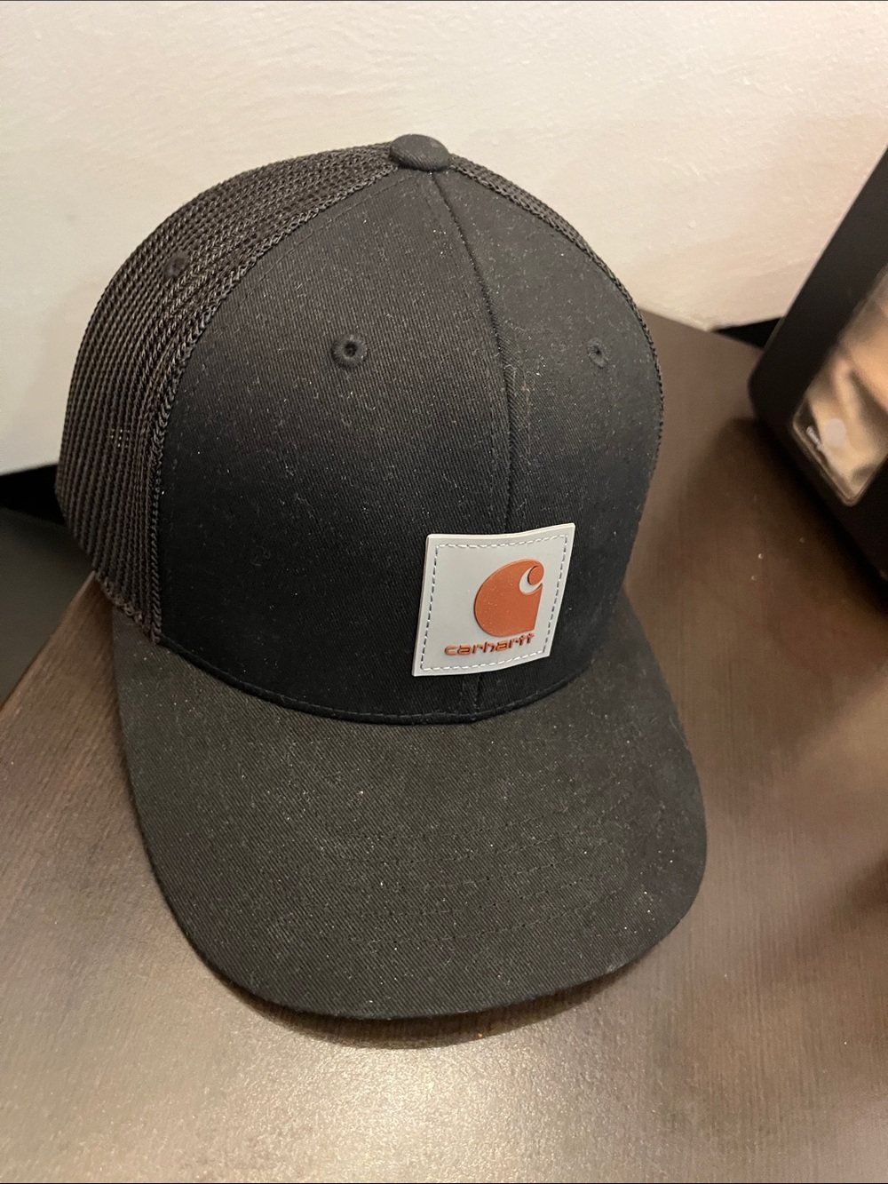 Carhartt Black Trucker Cap with Brown Logo Patch